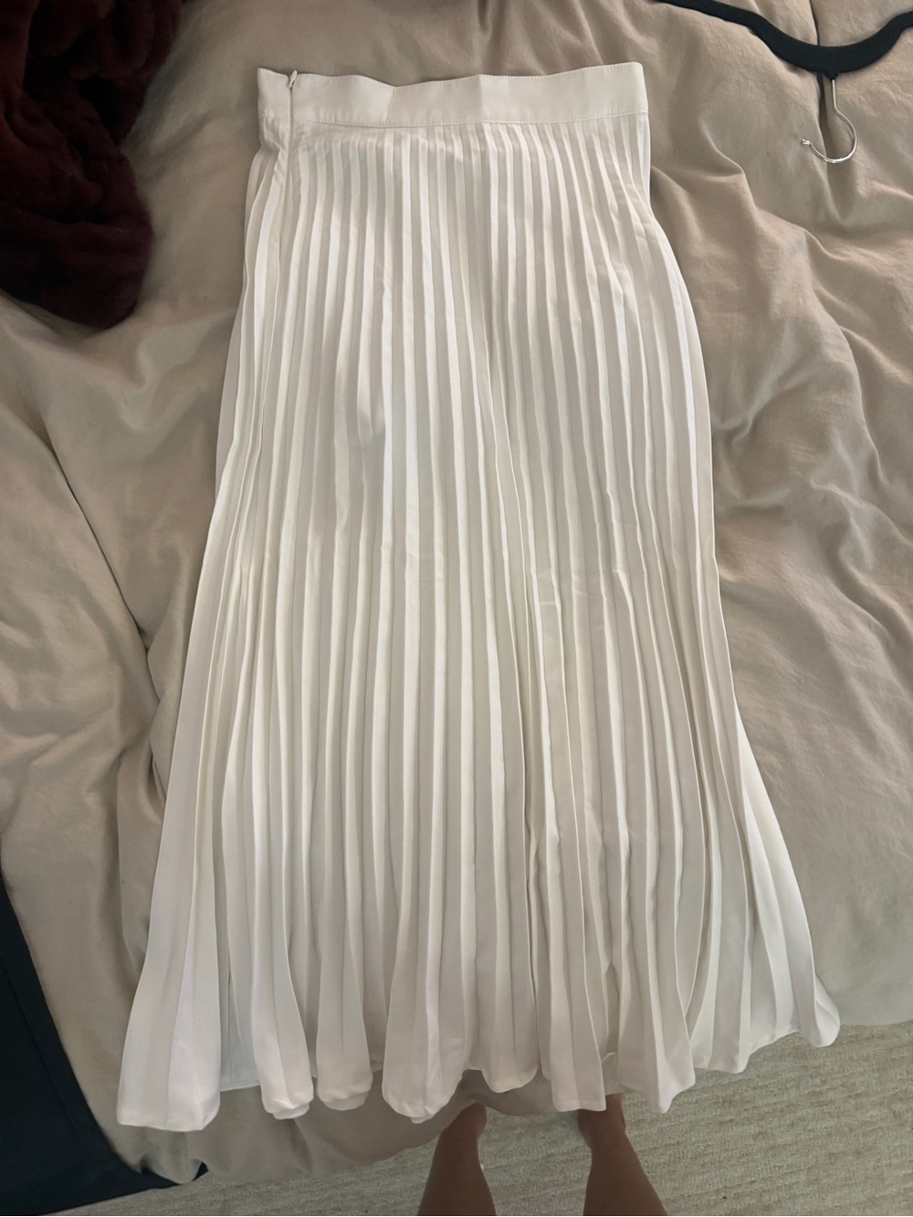 Pleated White Midi Skirt - Lightweight, Flowing Silhouette